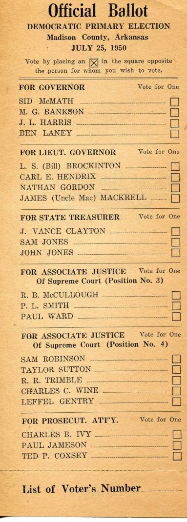 Ballot, Absentee - Democratic Primary Election