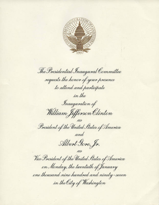 Invitation, Inauguration - President Bill Clinton