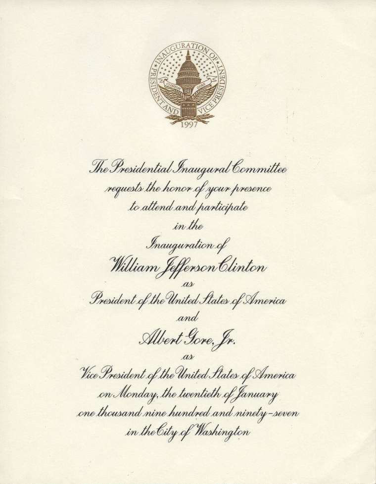 Invitation, Inauguration - President Bill Clinton