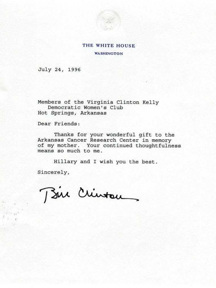 Letter, Bill Clinton