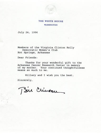 Letter, Bill Clinton