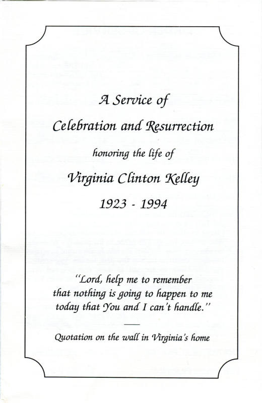 Pamphlet, Memorial - Virginia Clinton Kelley