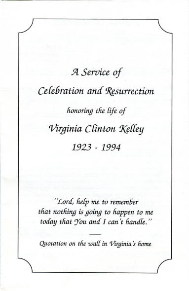 Pamphlet, Memorial - Virginia Clinton Kelley