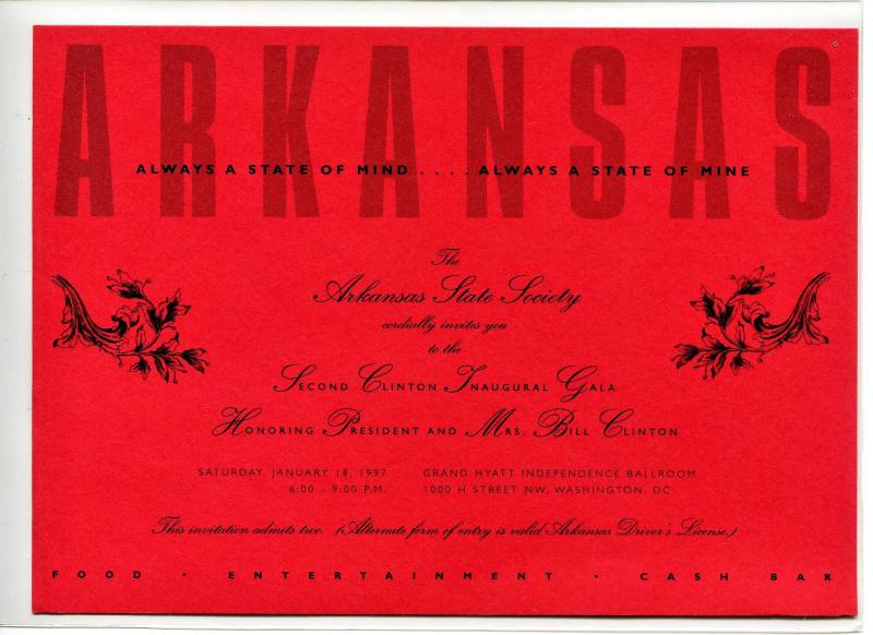 Inaugural Invitation, Jan 18, 1997. -Bill Clinton