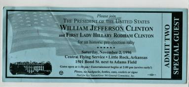 Ticket, Pre-Election Rally- Bill Clinton