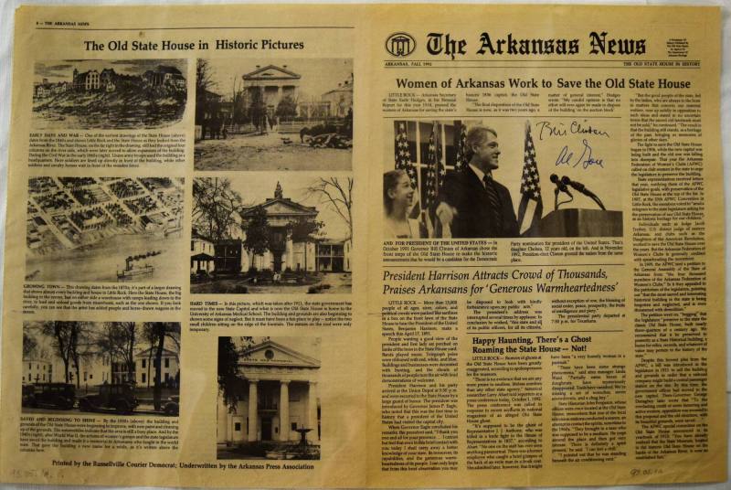 Newspaper, Signed by Clinton and Gore at Old State House