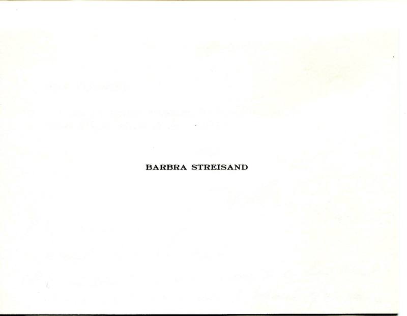  Card from Barbra Streisand to Johnette Taylor