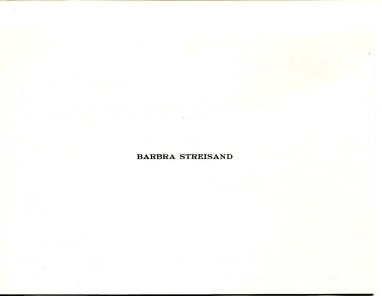  Card from Barbra Streisand to Johnette Taylor