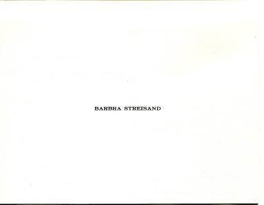  Card from Barbra Streisand to Johnette Taylor