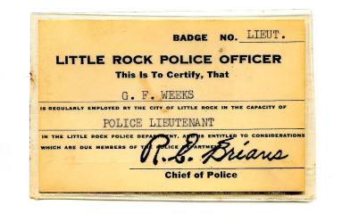 Card, Identification - LRPD Lieut. G.F. Weeks