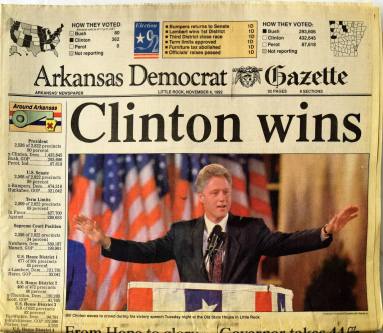 Newspaper, Arkansas Democrat Gazette - Clinton Wins