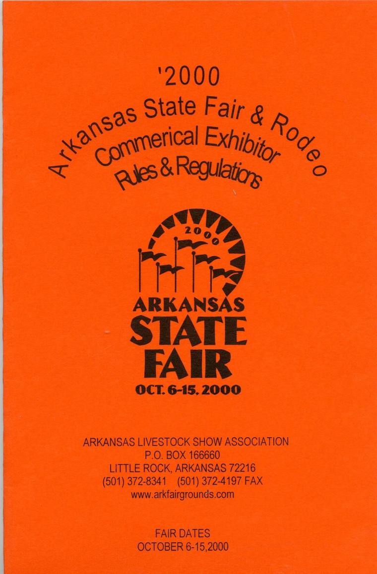 Booklet, Arkansas State Fair & Rodeo Commercial Exhibitors Rules and Regulations