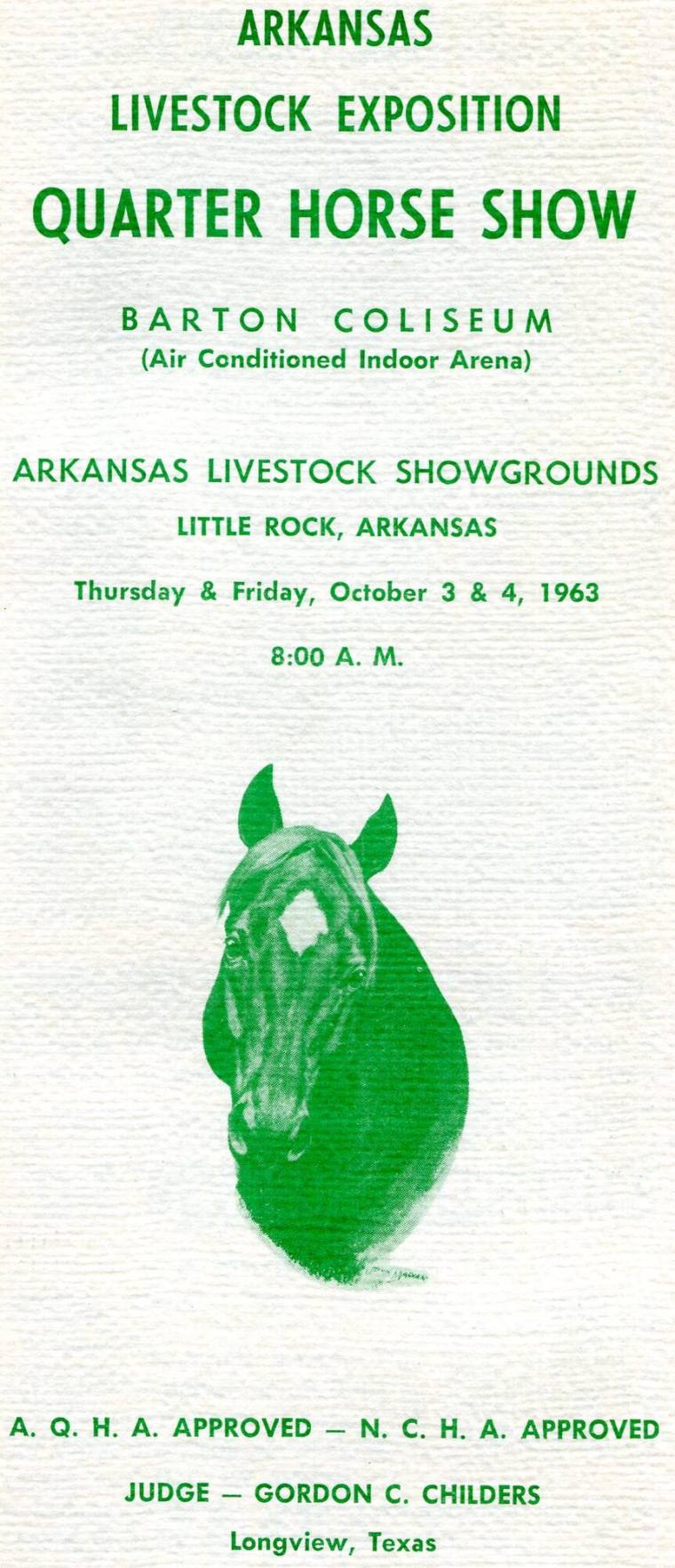 Brochure, Quarter Horse Show - Arkansas Livestock Exposition