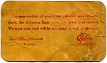 Season Pass, Arkansas State Fair - Secretary-Manager E.G. Bylander