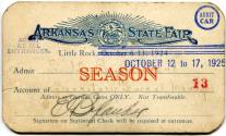 Season Pass, Arkansas State Fair - Secretary-Manager E.G. Bylander