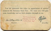 Season Pass, Arkansas State Fair - Secretary-Manager E.G. Bylander