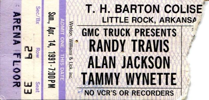 Ticket, Randy Travis, Alan Jackson & Tammy Wynette - Barton Coliseum