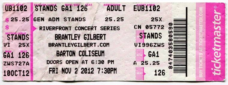 Ticket, Brantley Gilbert - Barton Coliseum