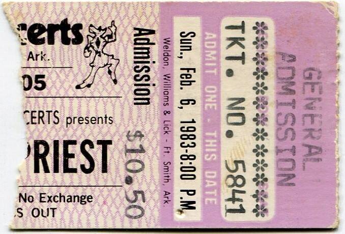 Ticket Stub, Judas Priest - Barton Coliseum