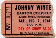 Ticket Stub, Johnny Winter - Barton Coliseum