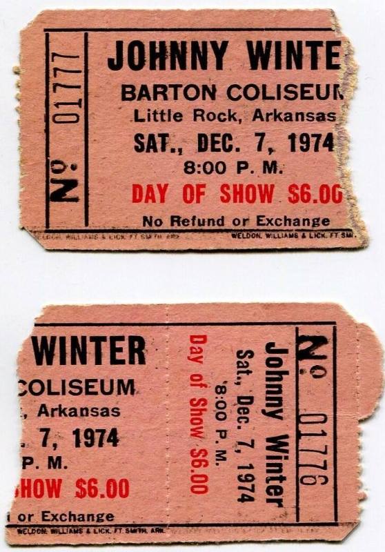 Ticket Stubs, Johnny Winter - Barton Coliseum