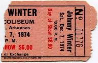 Ticket Stub, Johnny Winter - Barton Coliseum