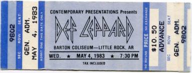 Ticket, Def Leppard - Barton Coliseum