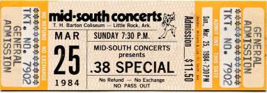 Ticket, .38 Special - Barton Coliseum