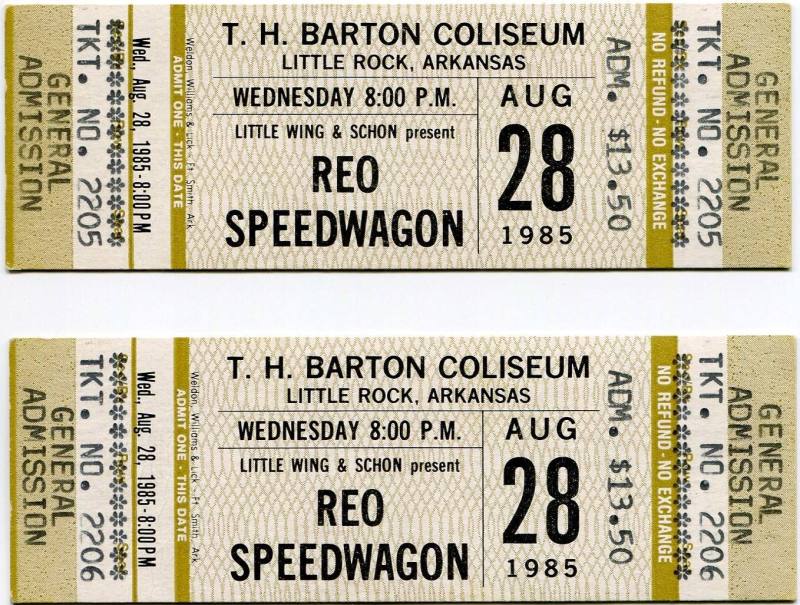 Tickets, REO Speedwagon - Barton Coliseum