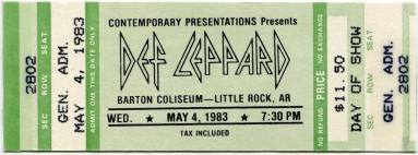 Ticket, Def Leppard - Barton Coliseum