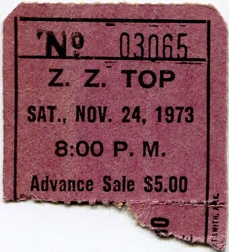 Ticket Stub, ZZ Top - Barton Coliseum