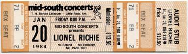 Ticket, Lionel Richie - Barton Coliseum