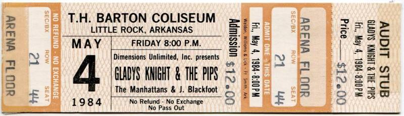 Ticket, Gladys Knight & The Pips - Barton Coliseum