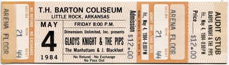 Ticket, Gladys Knight & The Pips - Barton Coliseum