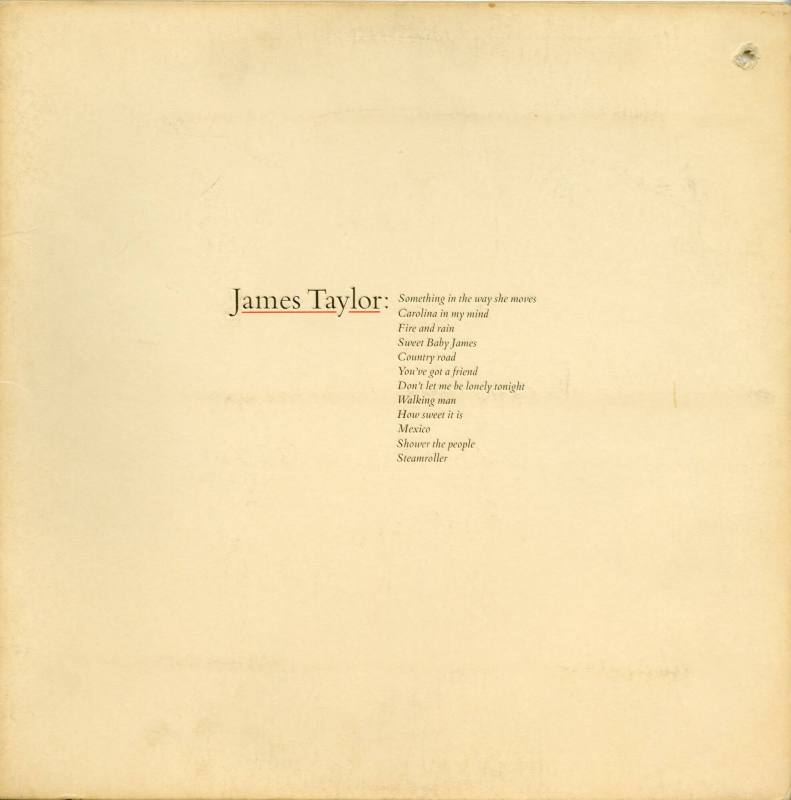 Album Cover, “Greatest Hits" - James Taylor