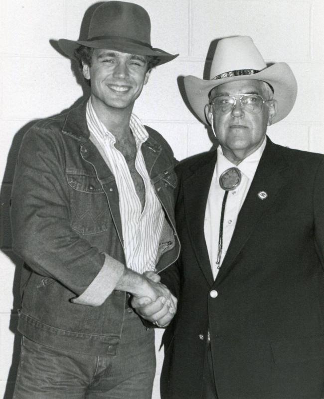 Photograph, John Schneider & Johnnie Holmes - Arkansas State Fair Rodeo