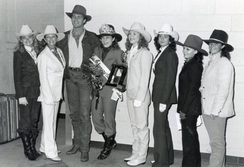 Photograph, John Schneider & 1986 Rodeo Queen Contestants - Arkansas State Fair Rodeo