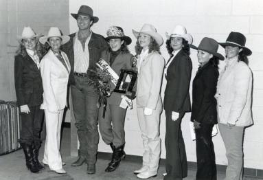 Photograph, John Schneider & 1986 Rodeo Queen Contestants - Arkansas State Fair Rodeo