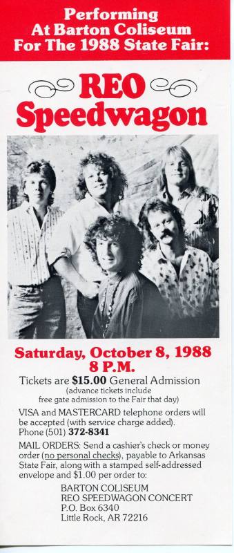 Advertisement, REO Speedwagon Concert - Arkansas State Fair