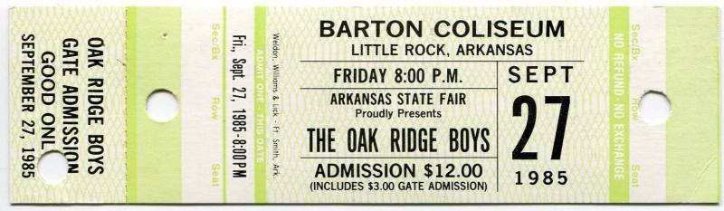 Ticket, The Oak Ridge Boys - Arkansas State Fair