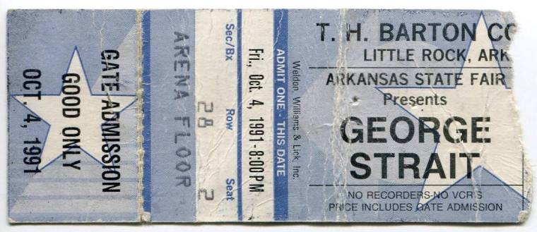 Ticket, George Strait - Arkansas State Fair