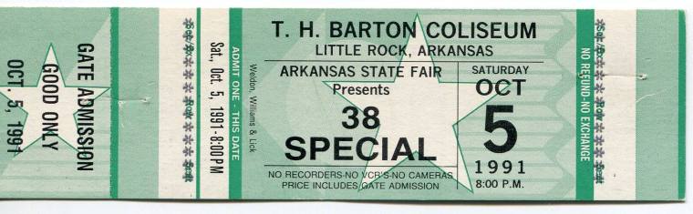 Ticket, .38 Special - Arkansas State Fair