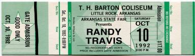 Ticket, Randy Travis - Arkansas State Fair