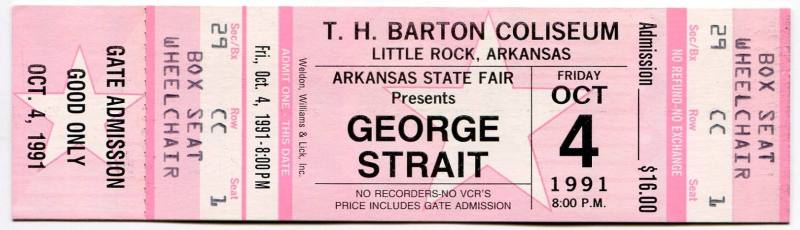 Ticket, George Strait - Arkansas State Fair