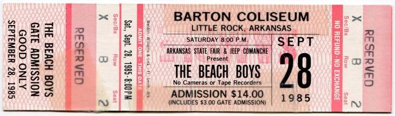 Sample Ticket, The Beach Boys - Arkansas State Fair