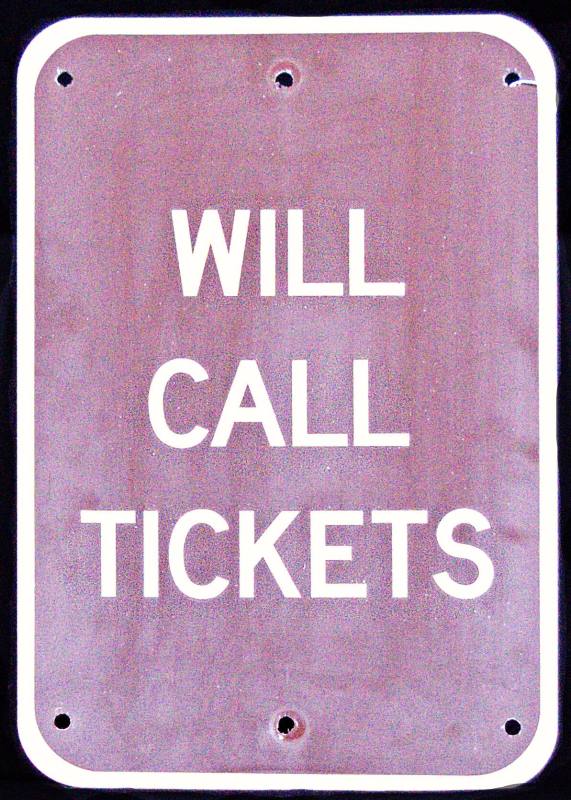 Sign, "Will Call Tickets" - Barton Coliseum