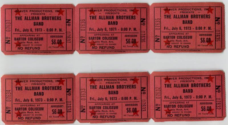 Ticket Set, The Allman Brothers - Barton Coliseum