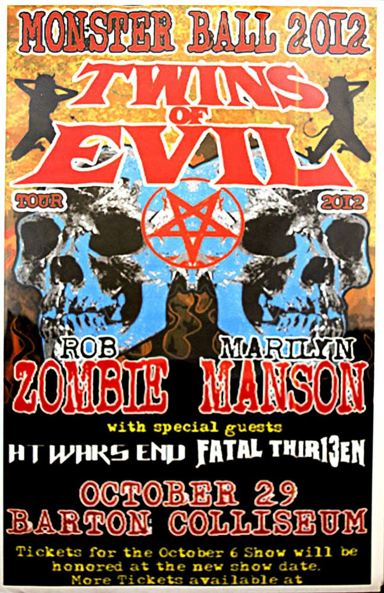 Poster Copy, Monster Ball 2012: Rob Zombie & Marilyn Manson - Barton Coliseum