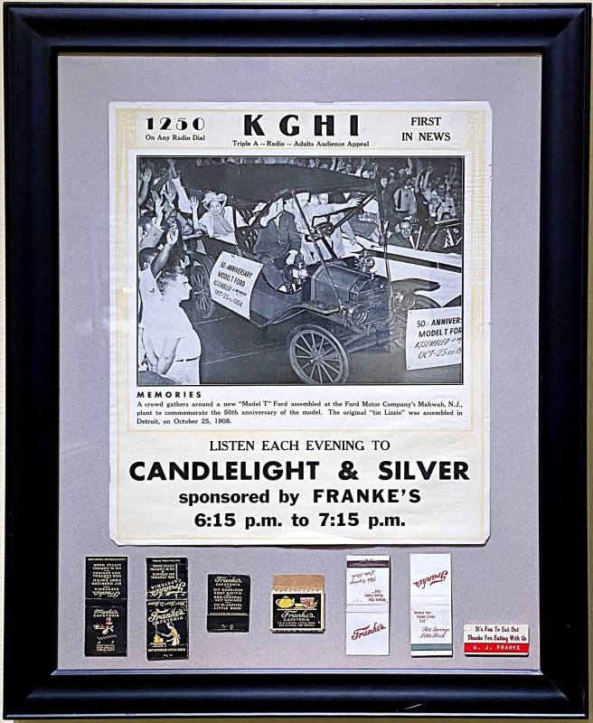 Advertisement, KGHI's Radio Show "Candlelight & Silver" - Franke's Cafeteria