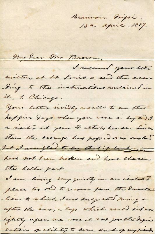 letter - Jefferson Davis